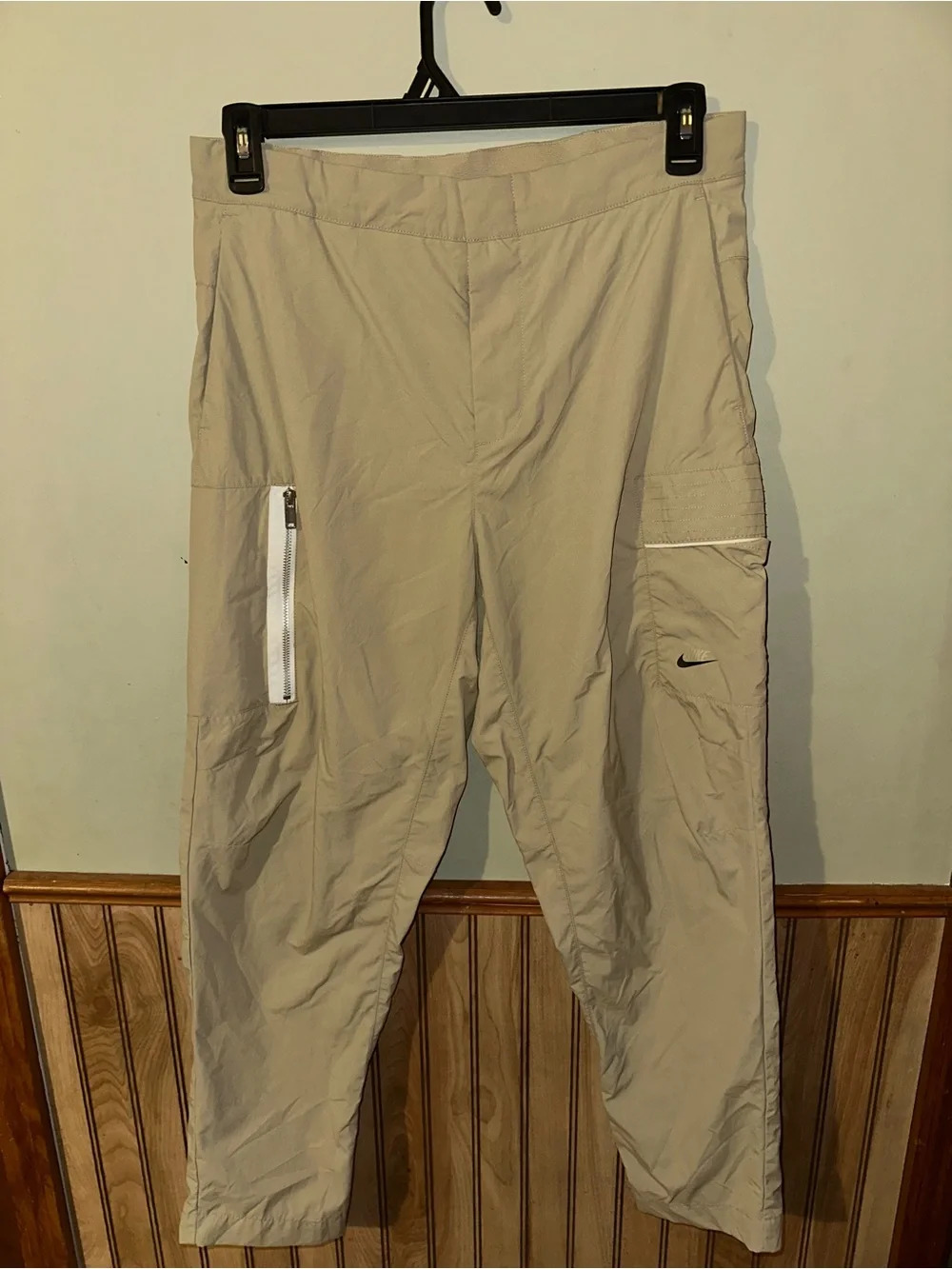 Nike Men's Khaki Cargo Track Pants with Zip Pockets